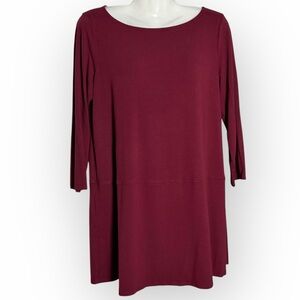 Eileen Fisher Deep Red Long Sleeve tunic top Lagenlook